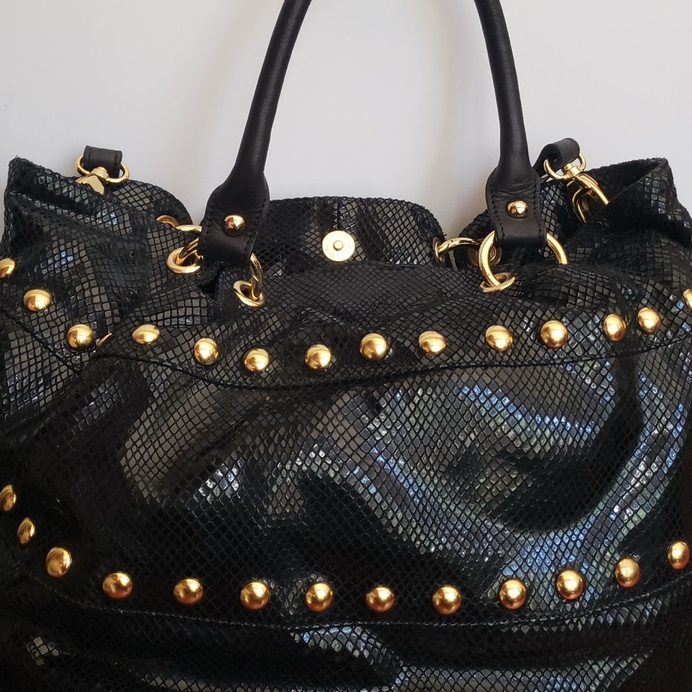 Pietro Alessandro Black Python-Embossed Tote - image 1